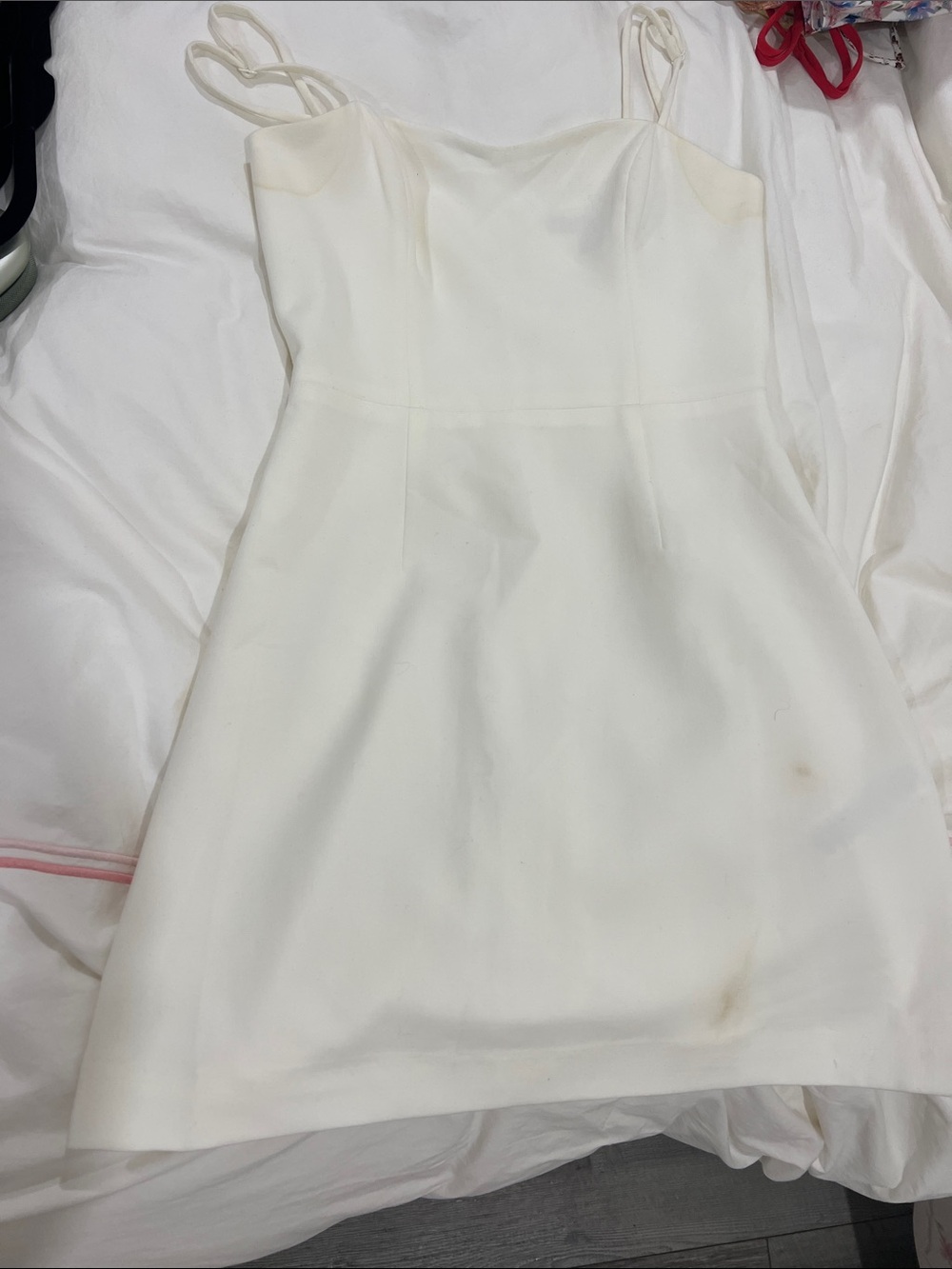 French Connection Cream Mini Dress with Double Spaghetti Straps